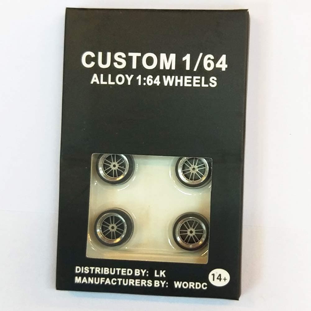 Aoile 1/64 Scale Alloy Wheels Custom Matchbox Rubber Tires 34#