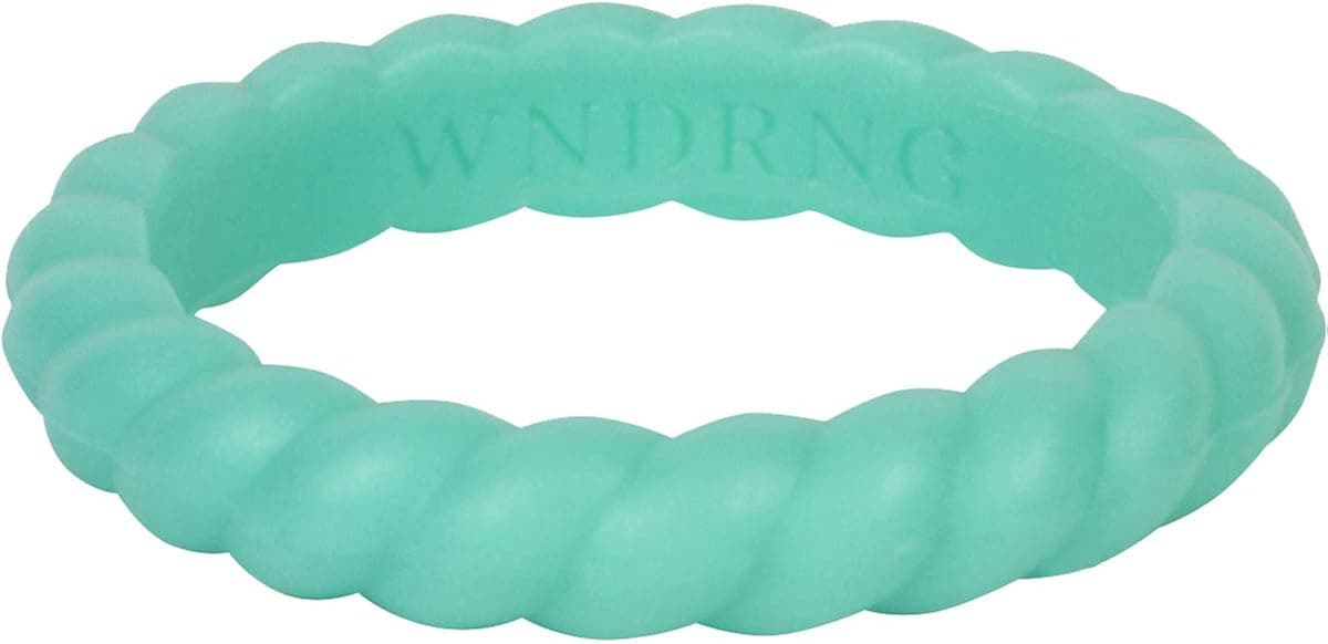 LearnFitFun Braided Silicone Wedding Ring for Women Thin Stackable Silicon Rubber Engagement Band Individual Bands | 7 Band Set WNDRNG