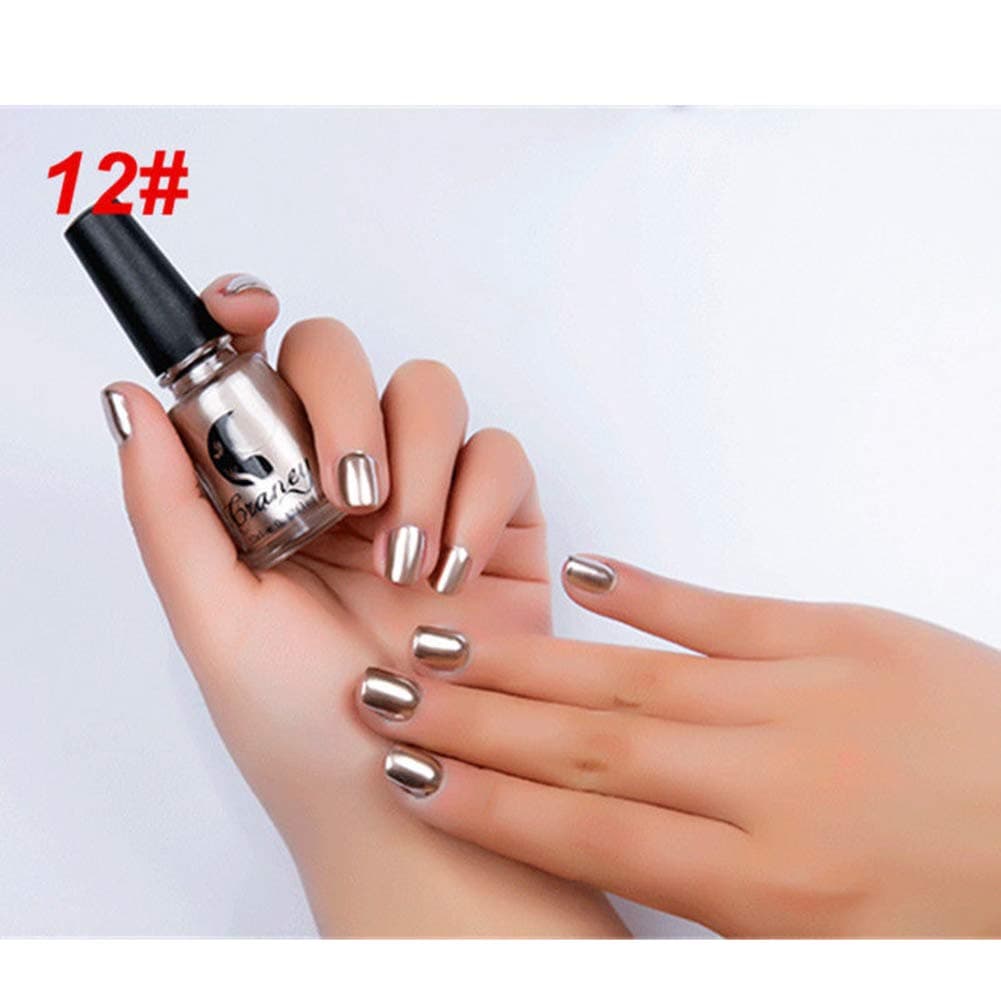Aland 6ml Metallic Chrome Mirror Effect Manicure Tool Nail Art Polish Varnish Sticker 6Ml Mirror Nail Polish #12 Mirror Champagne Gold
