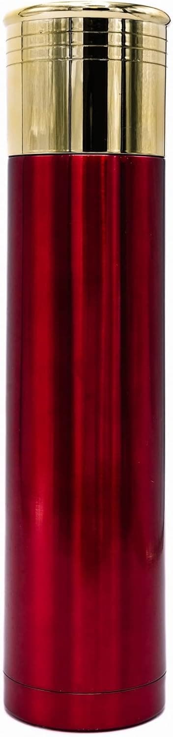 Caliber Gourmet Shot Shell Thermo Bottle 25 Ounces, Insulated Stainless Steel Thermos, Coffee, Tea, Camping Accessories & Gear, Water Bottle, Gym, Outdoor or Tumbler, Red, Father's Day Gift