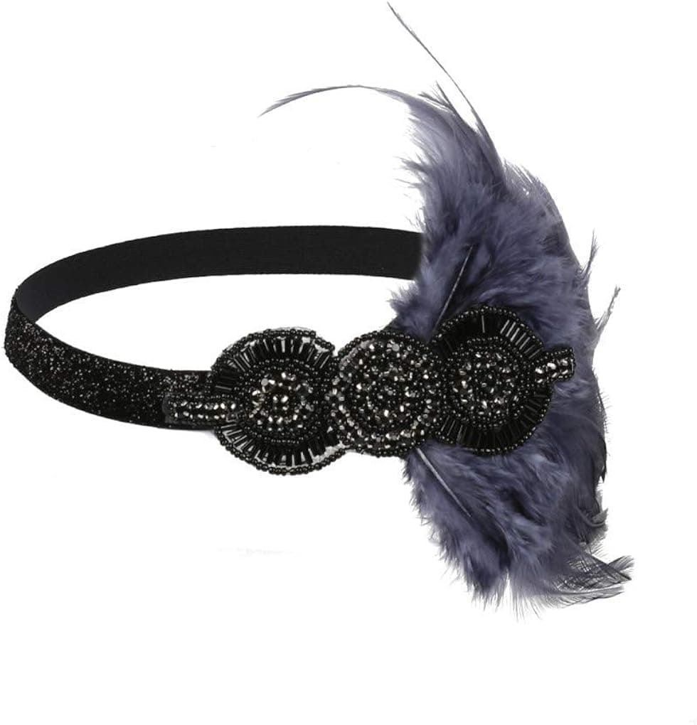 Art Deco 1920s Accessories Flapper Headband 20s Feather Headpiece Gatsby Costume Peacock Hair Accessories