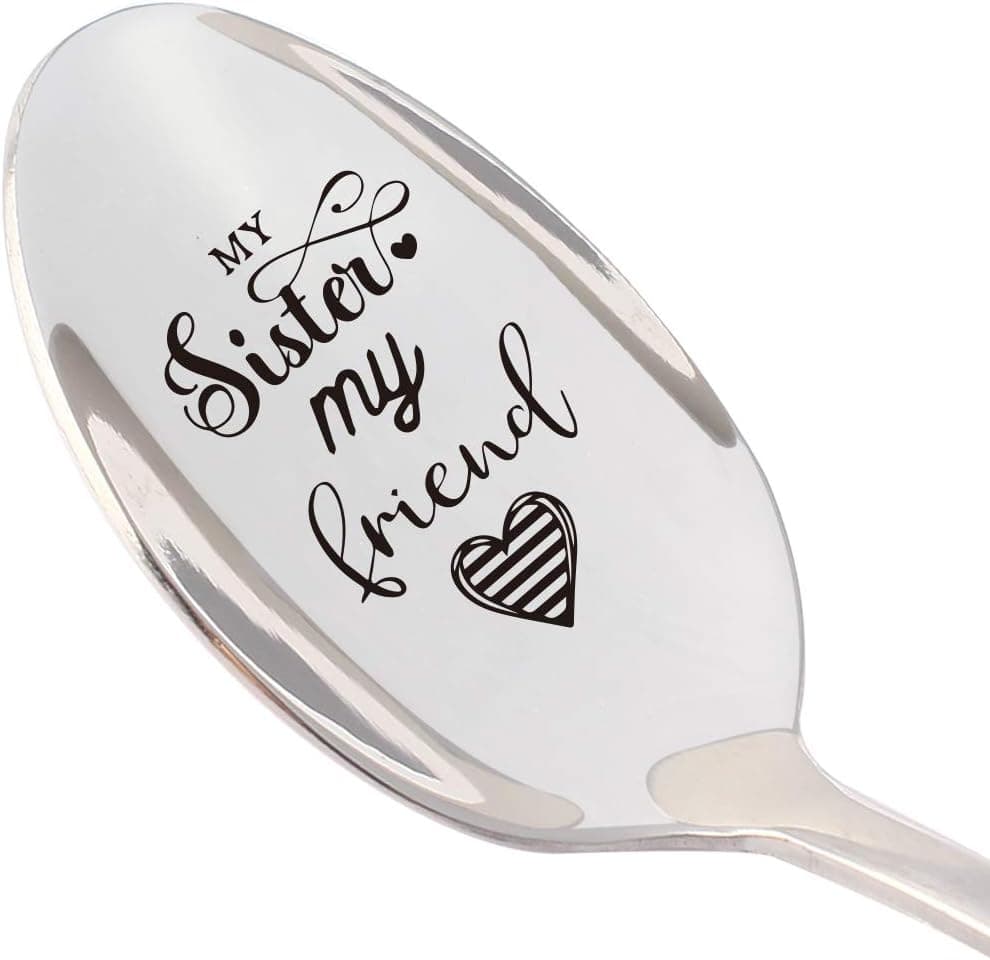 THREE HUMAN Always My Sister is My Best Friend Spoon, Engraved Spoon Gift for Sister, Sister in Law, Friend