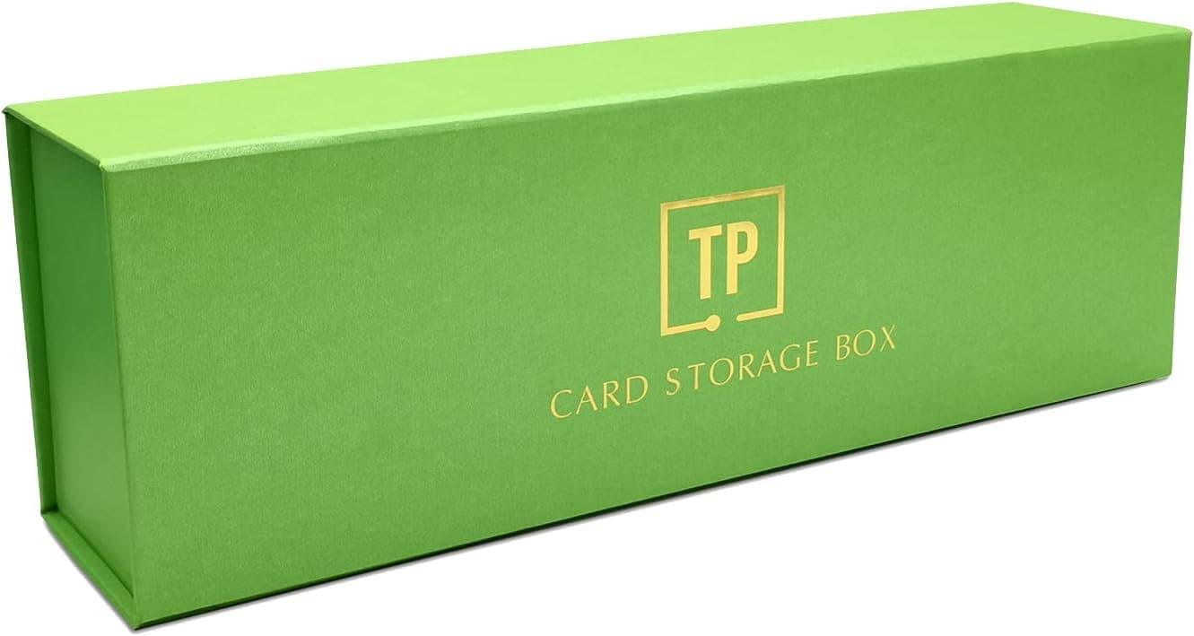 Toupeone Trading Card Storage Box for Sports Card Box for Baseball Card Storage, Vertical - Green