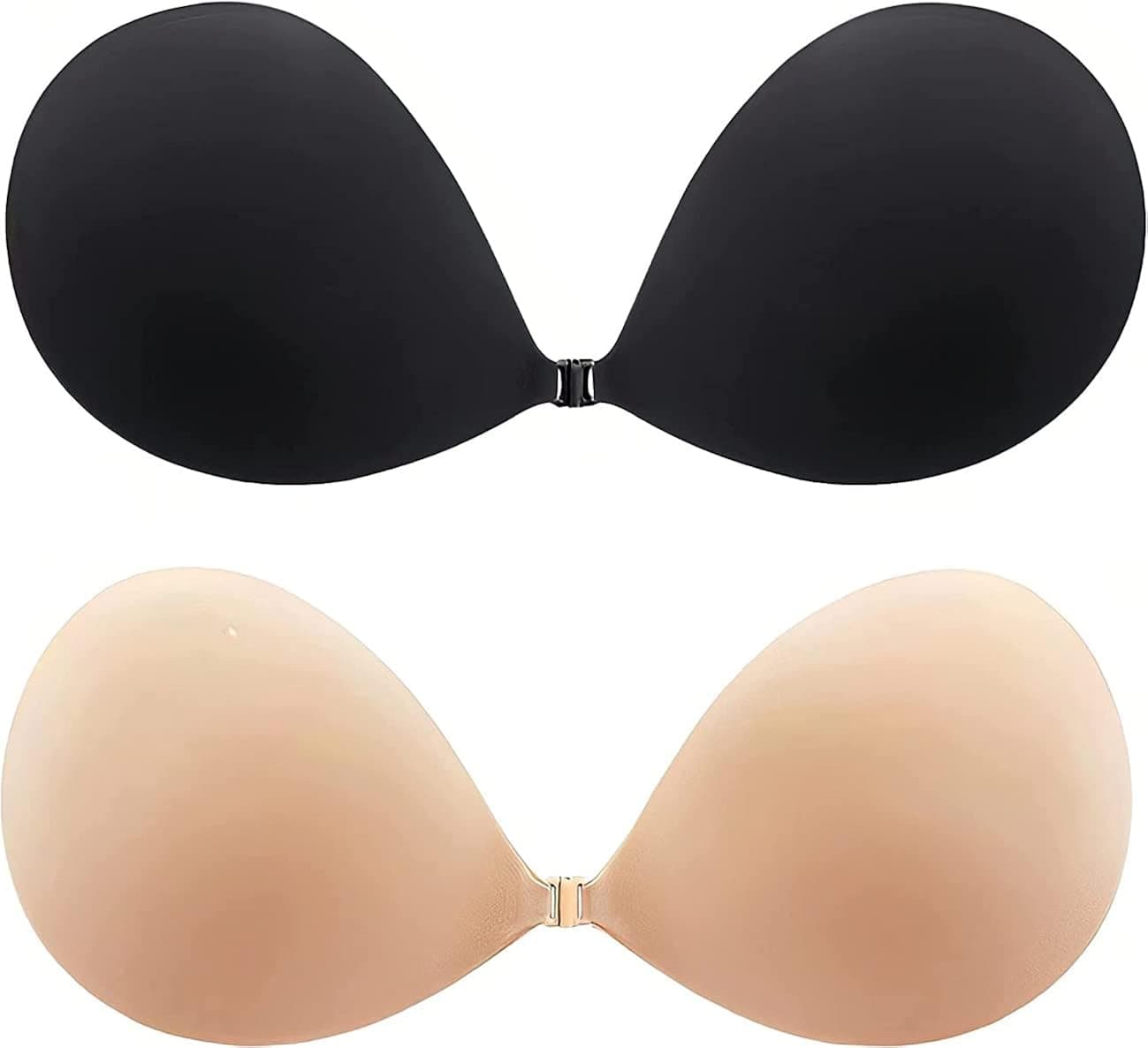DEPOVOR Strapless Adhesive Bra Push Up Sticky Bra Invisible Backless Stick On Bras for Women Black-Nude