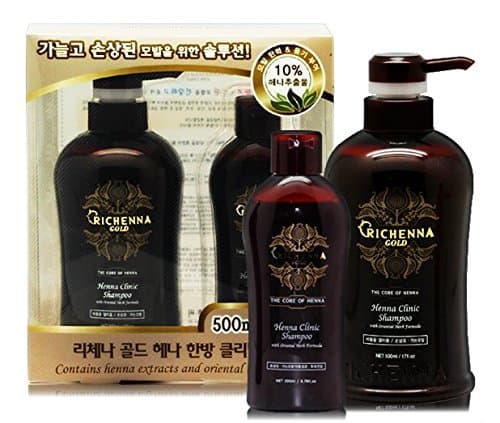 Richenna Gold Henna Clinic Shampoo with Oriental Herb Formula - anti dandruff anti itch scalp - herbal shampoo