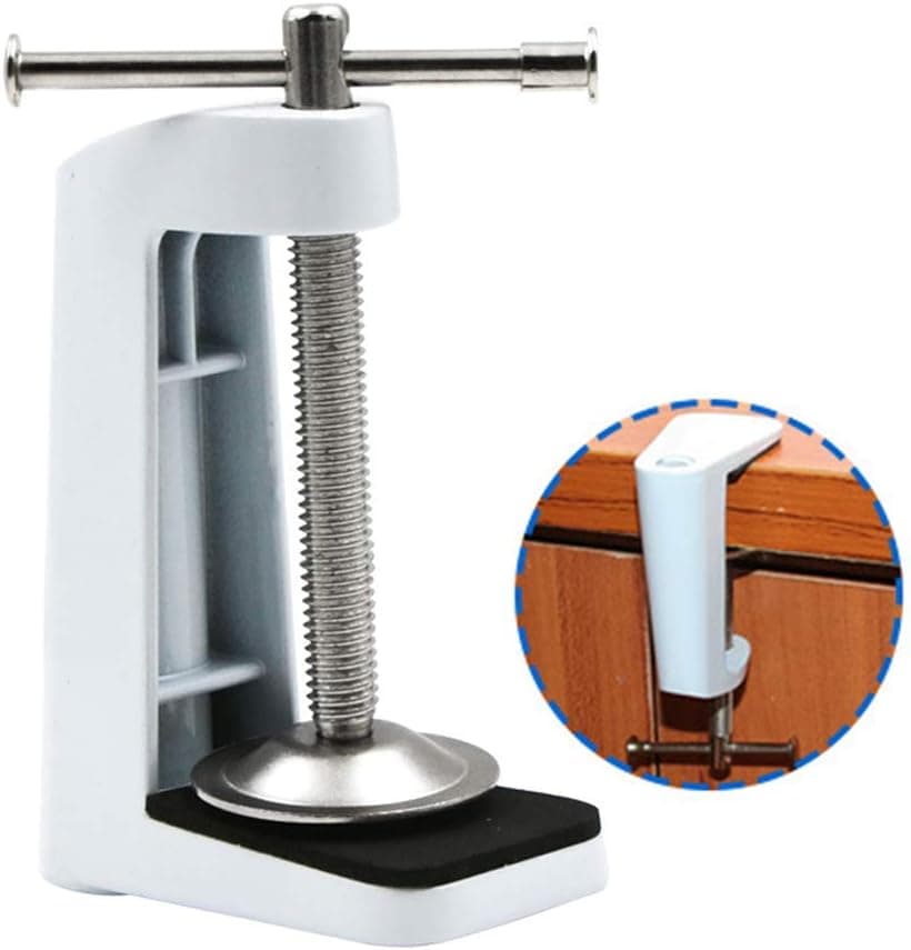 SKYHY224 Clamp Stainless Steel Accessories Anti Slip Home Tools Bracket Table Lamp Fixed Base Swing Arm Portable Desk Holder Hardware(White)