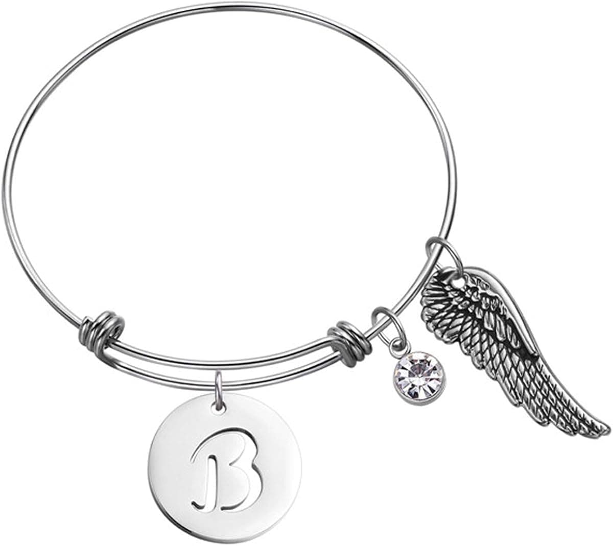 Initial Charm Bracelet for Girls Women Alphabet 26 Letters Bracelets Stainless Steel Bangle Charm Bracelet Gifts for Women Girls