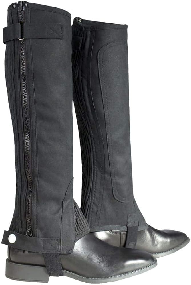 HORZE Amara Adult Unisex Half Chaps for Equestrian Riding | Synthetic Leather Zip-Up Pair