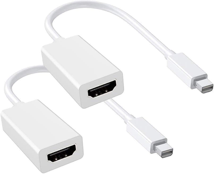 Mini DisplayPort to HDMI Adapter, DEORNA Thunderbolt to HDMI Converter for MacBook Air/Pro, Microsoft Surface Pro/Dock, Monitor, Projector and More (2-Pack, White)