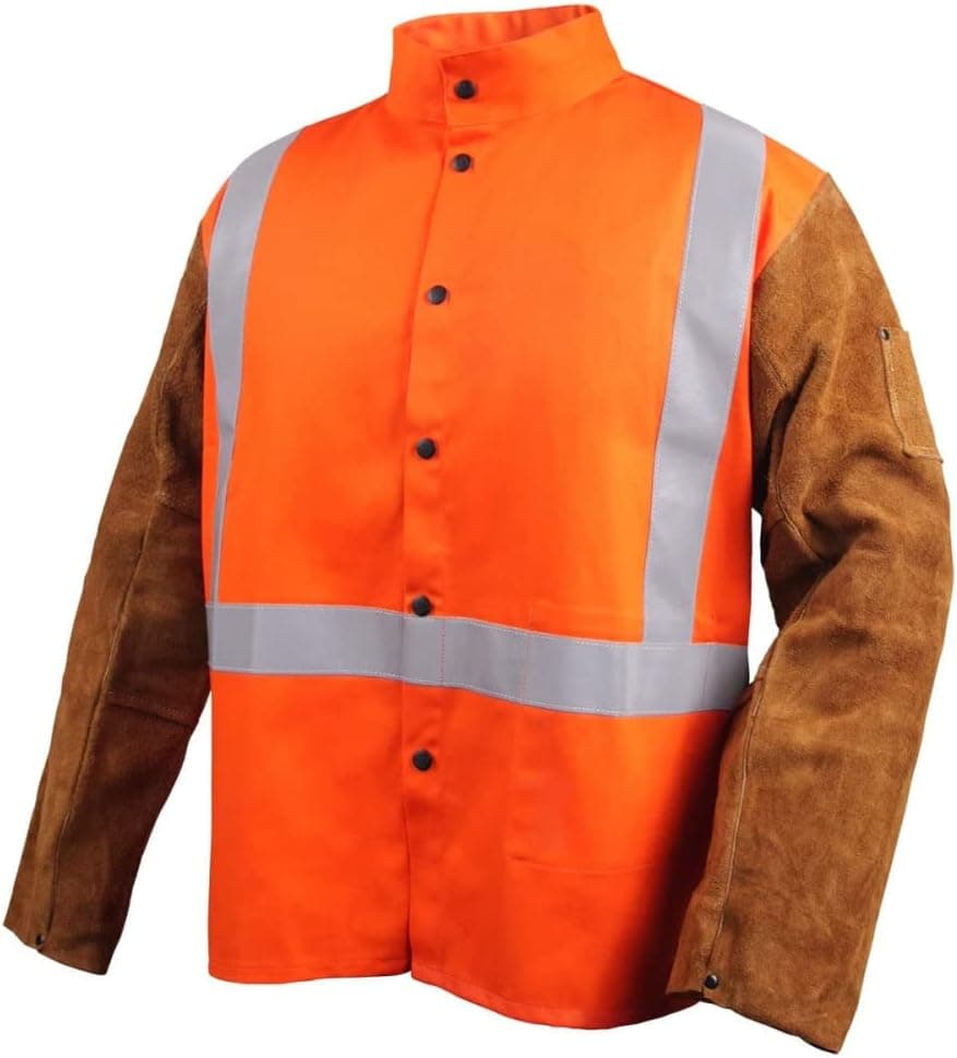 Revco JH1012-OR 30" Hi-Vis 9 oz. Cotton/Split Cowhide Hybrid Welding J