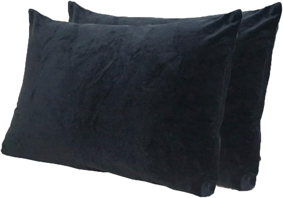 uwkcy Velvet Queen Pillow Cases Pillowcases with Hidden Zipper, Soft and Cozy, Zippered Plush Fluffy Flannel Pillow Covers (Black, 20x30 Inch,Set of 2)