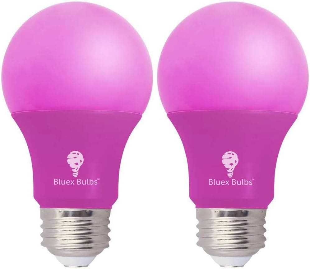2 Pack BlueX 6W A19 LED Pink Light Bulbs Dimmable - (50Watt Equivalent) - E26 Base Pink LED Pink Bulb, Party Decoration, Porch, Home Lighting, Holiday Lighting, Decorative Illumination (Pink)