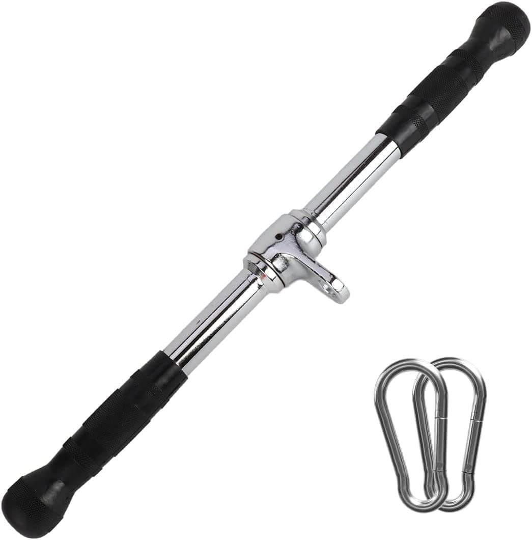 Nisorpa LAT Pulldown Attachments Pull Down Bar Strength Workout Sturdy Gym Rotating Straight Bar with Rubber Handle Cable Machine Accessories for Home Gyms