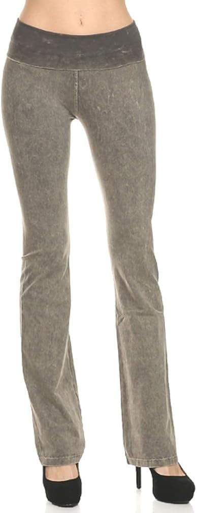 T Party Women's Basic Solid Color Mineral Wash Yoga Pants