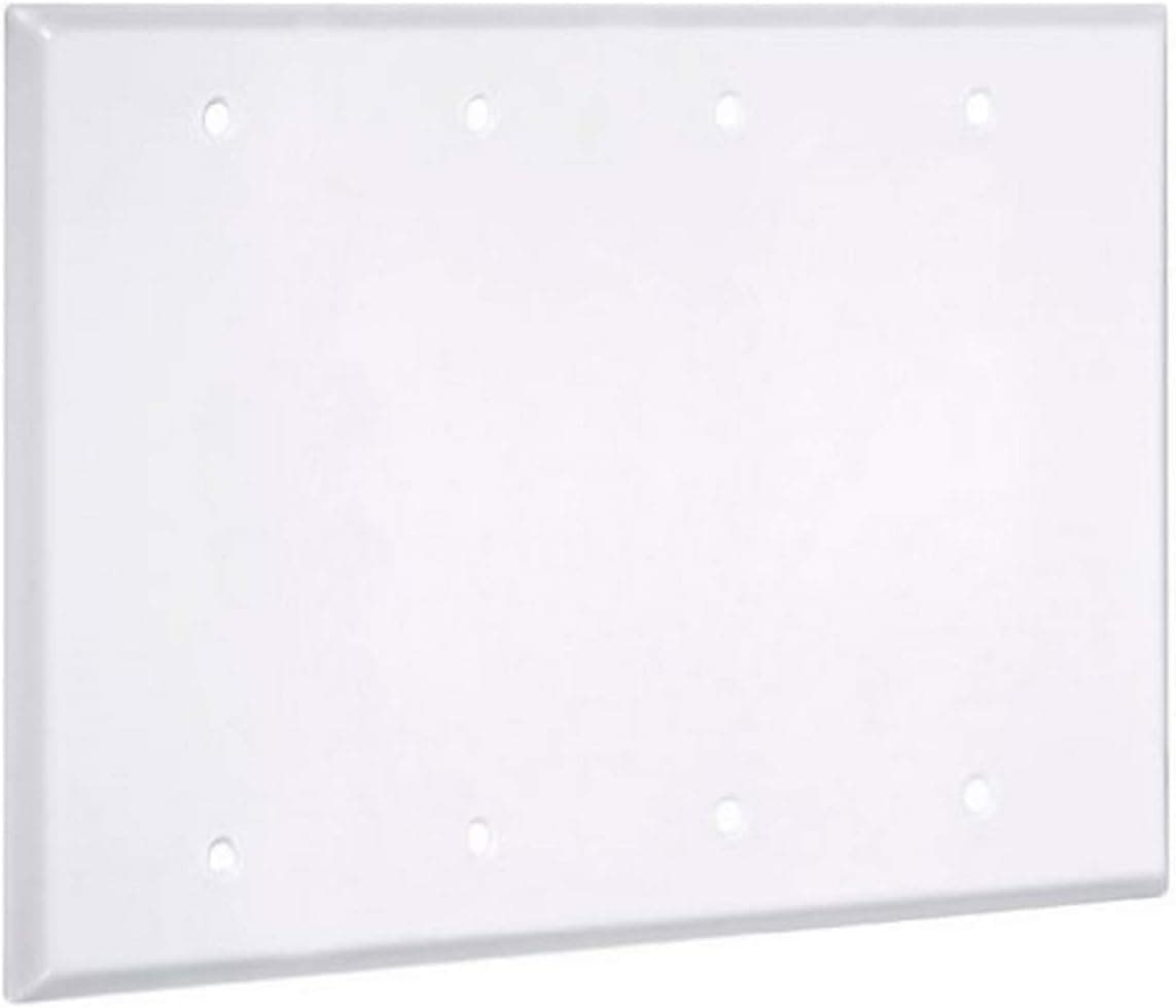 TayMac WW-BBBB Standard Metallic Wallplate with Blank, Four Gang, White Smooth