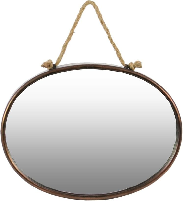 Urban Trends Metal Oval Wall Mirror with Rope Hanger, Tarnished Bronze