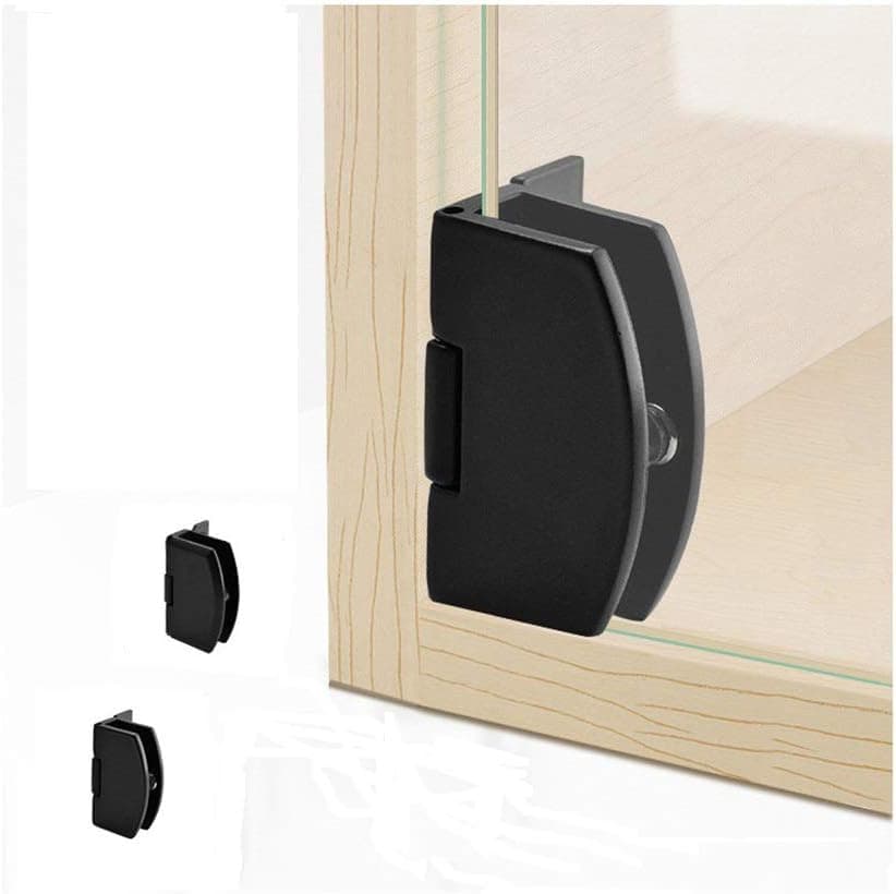 QIAO [4 pcs]] Cabinet Glass Door Hinge Bathroom Clip Frameless Glass Door Cabinet Display Cabinet Cabinet Clip 90 Degree Hinge (Black)