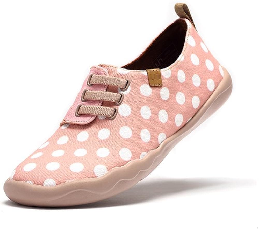 UIN Women's Pink Dots Painted Canvas Shoes Pink
