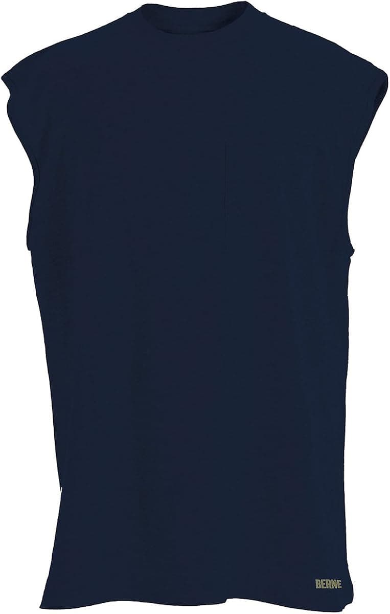 Berne Men's Heavyweight Sleeveless Pocket Tee Shirt, Navy, Medium/Regular
