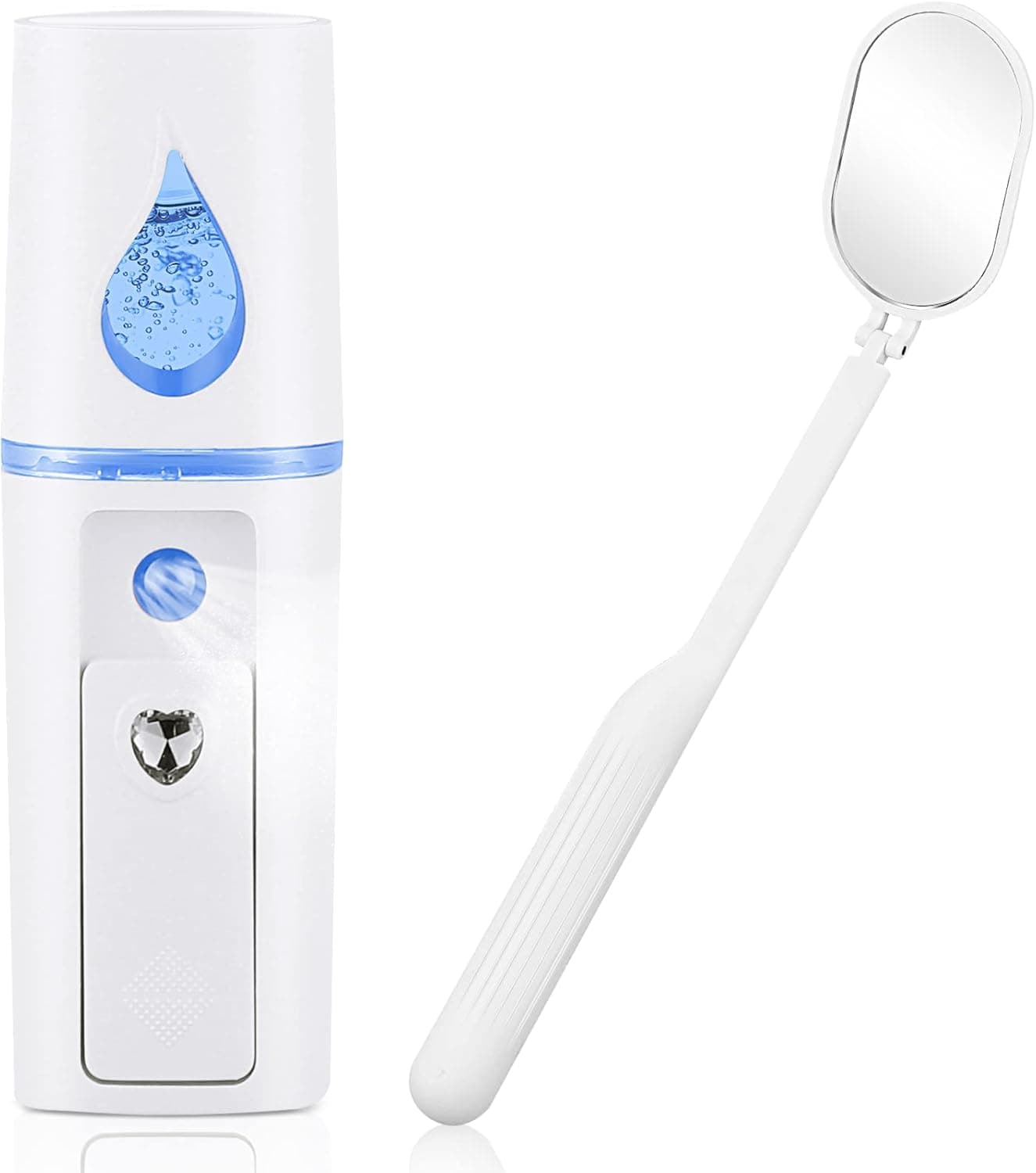 Nano Mist Sprayer Mini Portable Nano Facial Mister USB Rechargeable Face Mist Steamer with 270 Degree Rotation Lash Mirror & 20ml Visual Water Tank for Makeup Skin Care(White)