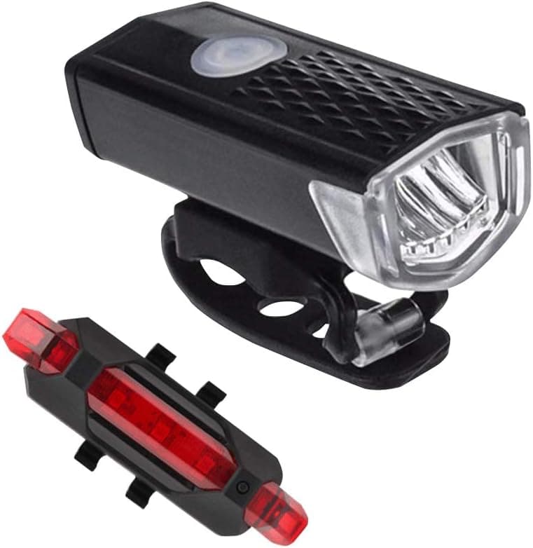 Bicycle Lights, USB Rechargeable & IPX6 Waterproof, Ultra Bright Bike Mountain Headlight and Back Taillight Combo, Led Bike Lamps,4 Light Modes Fits All Bicycles, Mountain,Road.