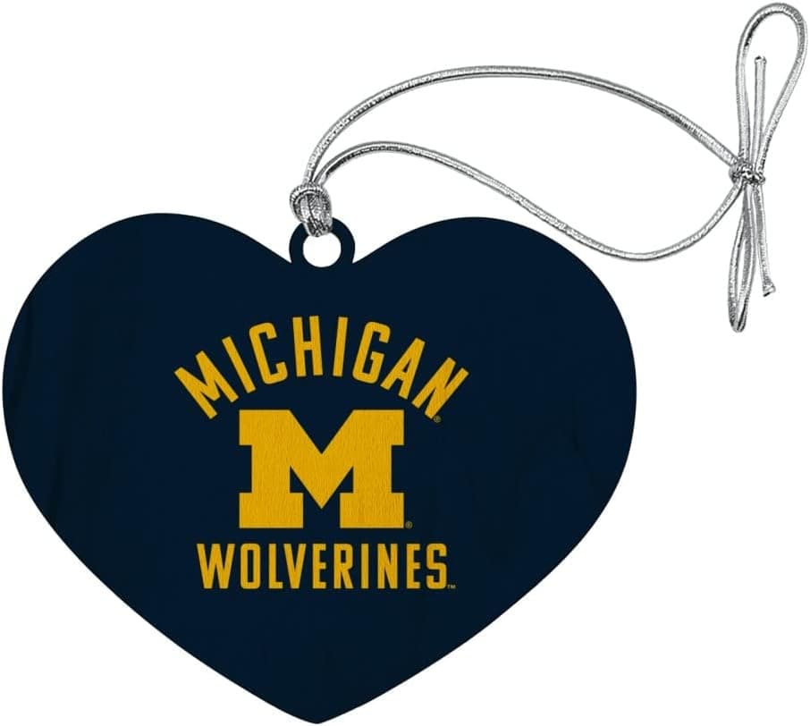GRAPHICS & MORE University of Michigan Wolverines Logo Heart Love Wood Christmas Tree Holiday Ornament