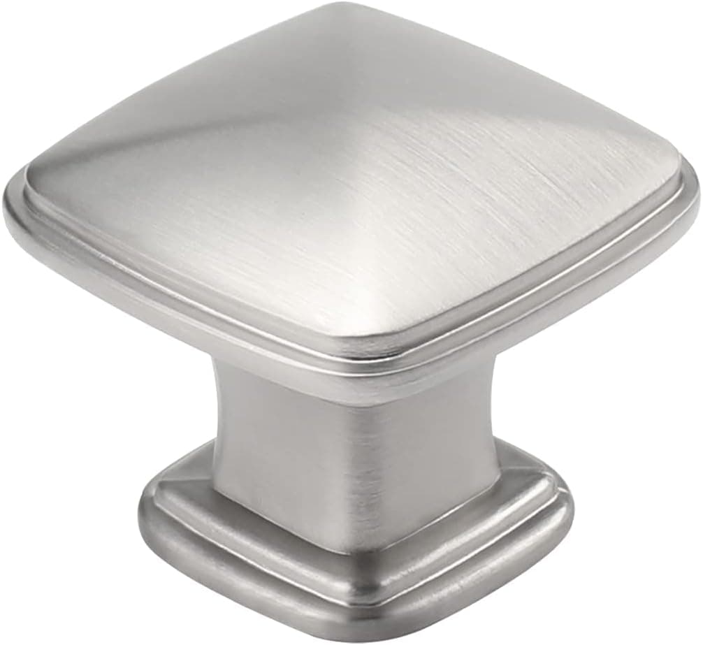 homdiy Cabinet Knobs Brushed Nickel - HD8791SNB Cabinet Hardware Square Knobs 10 Pack Drawer Knobs Cabinet Door Knobs for Kitchen Cabinets Cupboard