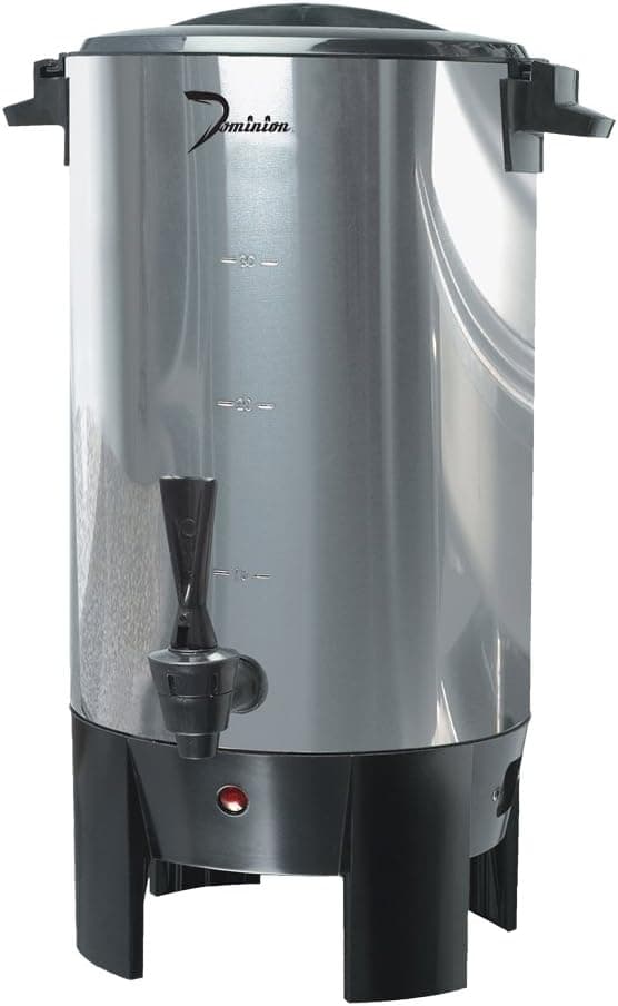 Dominion 30 Cup Coffee Urn and Hot Beverage Dispenser, , Stainless Steel, Fast Brewing, Automatic Temperature Control, Power Indicator Light, Easy Prep & Easy Clean Up
