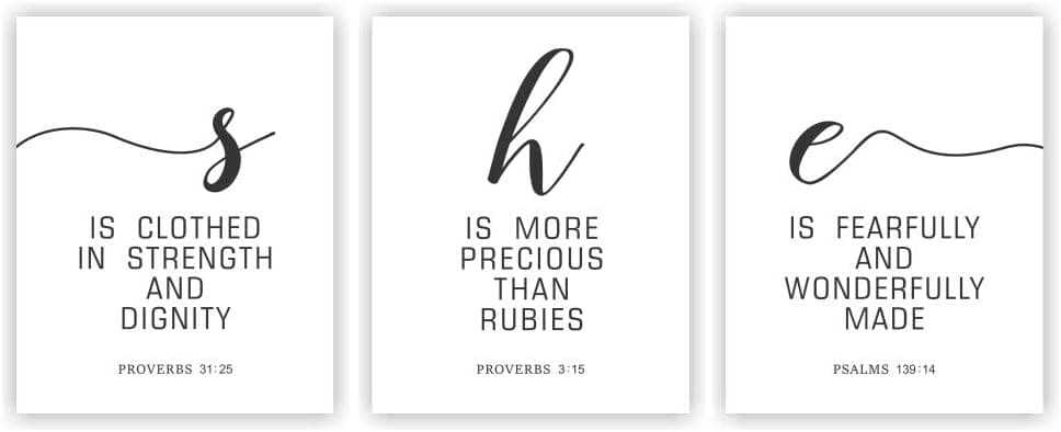 Eleville Unframed 8X10 Set of 3 Modern Fashion Woman Art Bible Verses Inspirational Quotes Saying Watercolor Art Print Inspirational Wall Art for Kids Room Nursery Decor wgn226