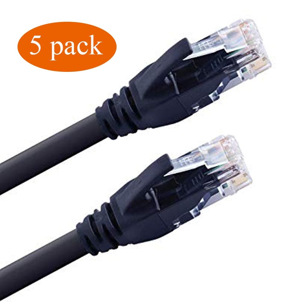 Ethernet Cable,Cat6 Ethernet Cable 5ft LAN Computer for Computer/Network Component/Router/Modem, JH-Link Network Cable (Black 5 Pack)
