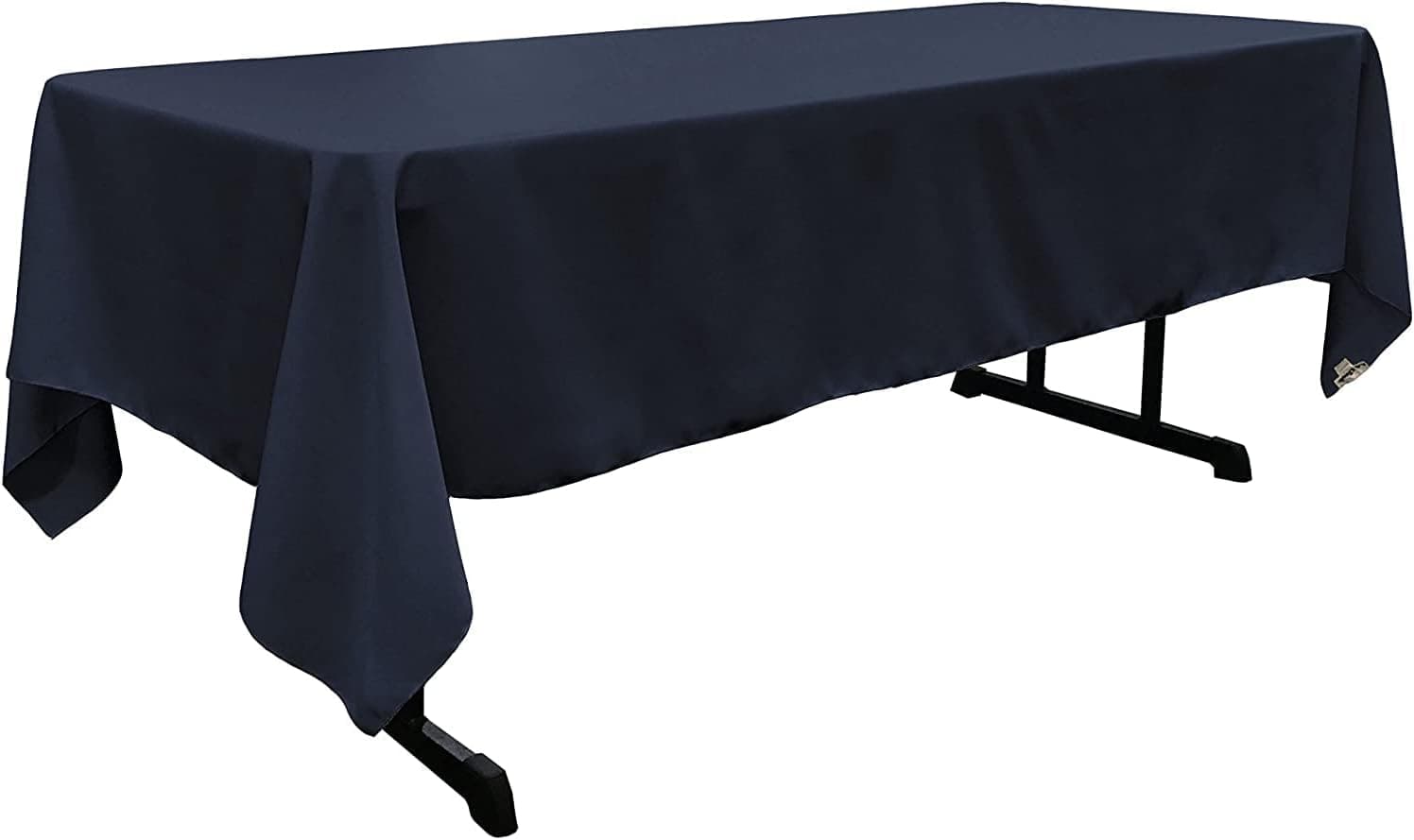LA Linen Polyester Poplin Washable Rectangular Tablecloth, Stain and Wrinkle Resistant Table Cover 60x120, Fabric Table Cloth for Dinning, Kitchen, Party, Holiday 60 by 120-Inch, Navy