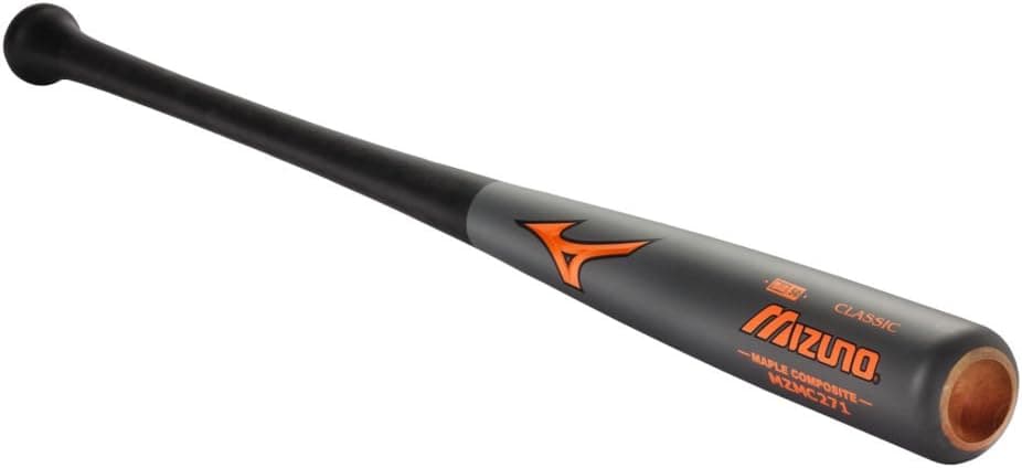 Mizuno MZMC271 Wood Maple/Carbon Composite Baseball Bat - Grey & Orange - 31", 32", 33", 34" - BBCOR