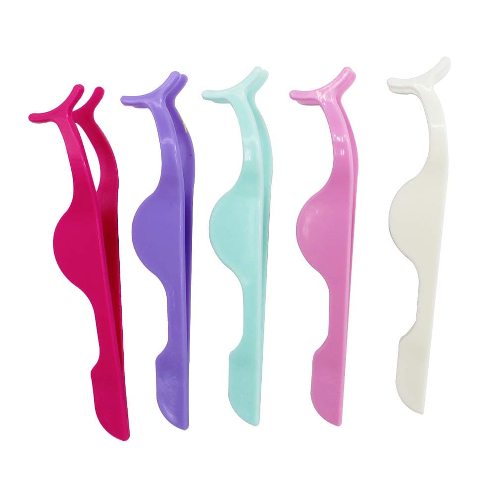 50pcs Eyelashes Extension Tweezers Bulk Lash Tweezers - Auxiliary Clamp Clips Practice Beauty Eye Lash Makeup Tools Plastic Individually Packed