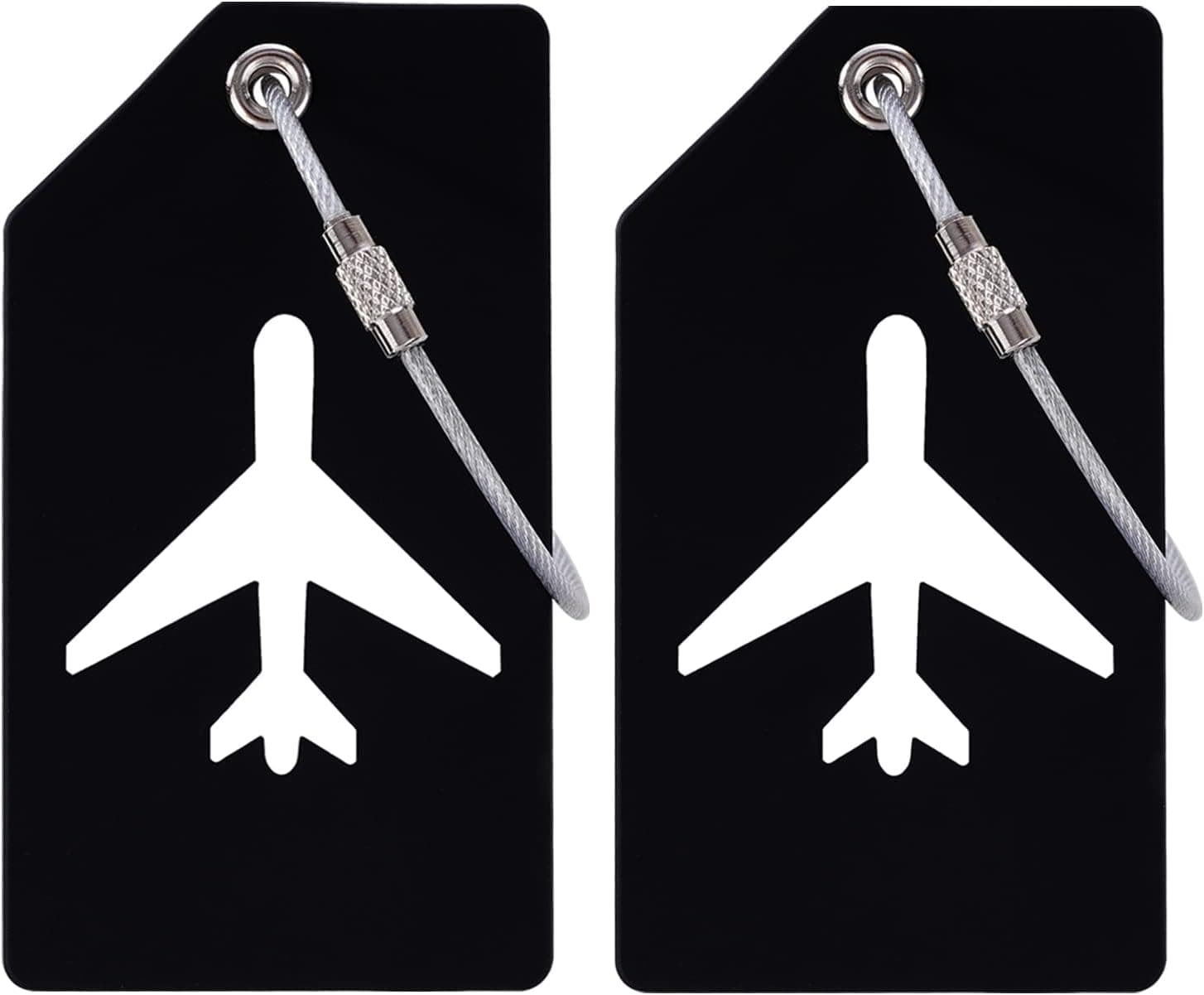 2 Pack Suitcase Tags, Silicone Luggage Tags with Name ID Card, Bright Color Baggage Tags to Quickly Spot Travel Bag Suitcase (Black)