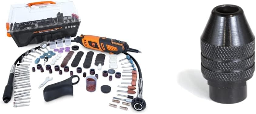 WEN 23190 1.3-Amp Variable Speed Steady-Grip Rotary Tool with 190-Piece Accessory Kit, Flex Shaft, and Carrying Case & 2305-KC Keyless Rotary Tool Chuck
