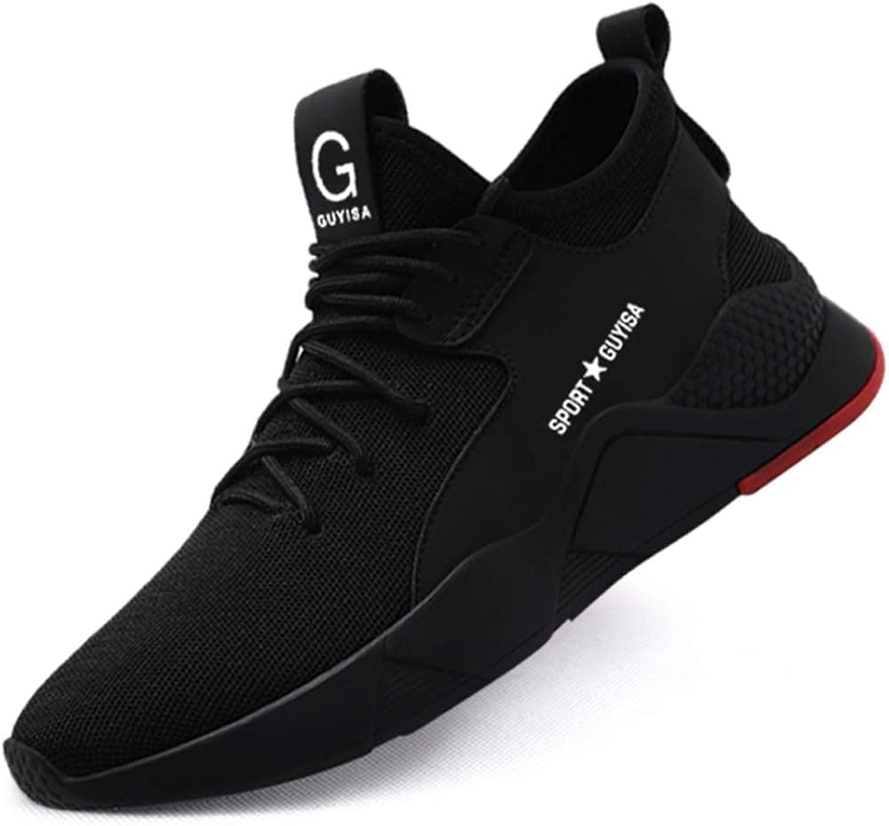 ESDY Men Women Steel Toe Shoes Safety Work Shoes Lightweight Breathable Casual Outdoor Industrial Construction Sneakers Composite Toe Shoes 8186 EU 43 Black