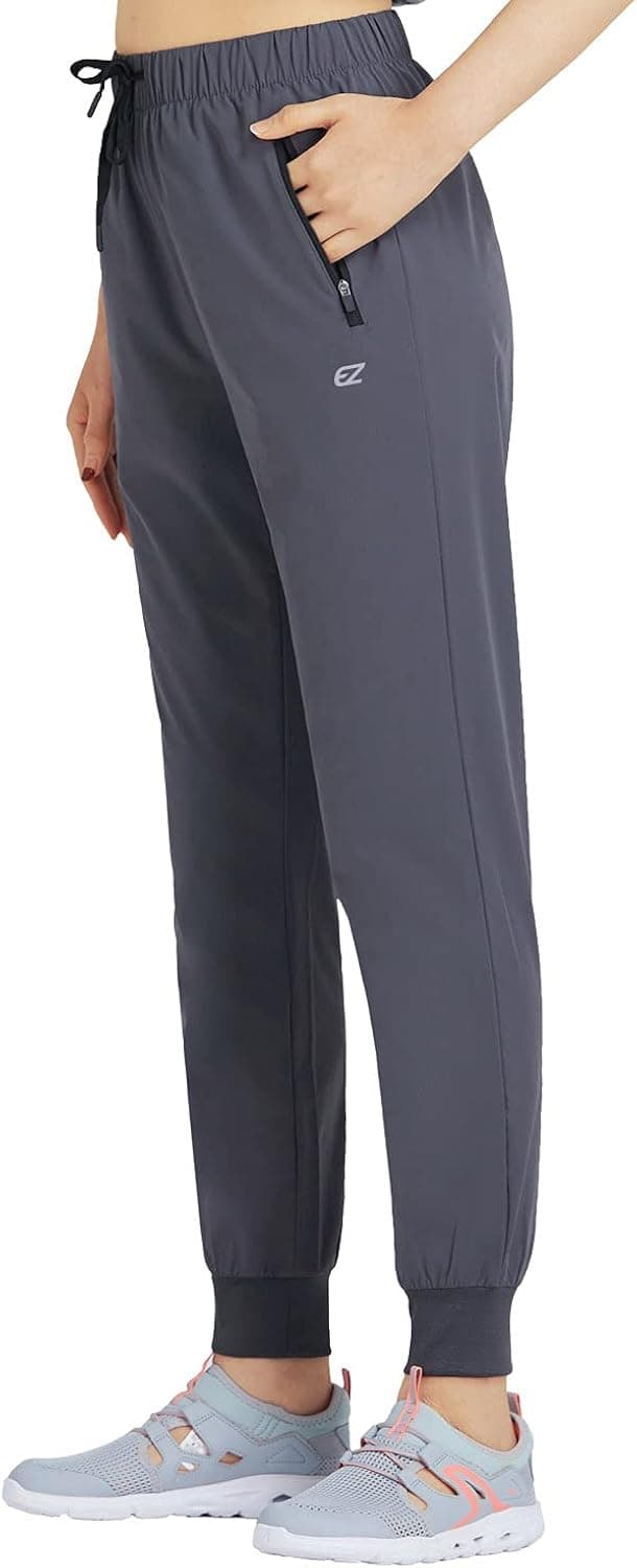 EZRUN Women's Workout Pants Quick Dry Running Hiking Pants with Zipper Pockets,Athletic Joggers for Women
