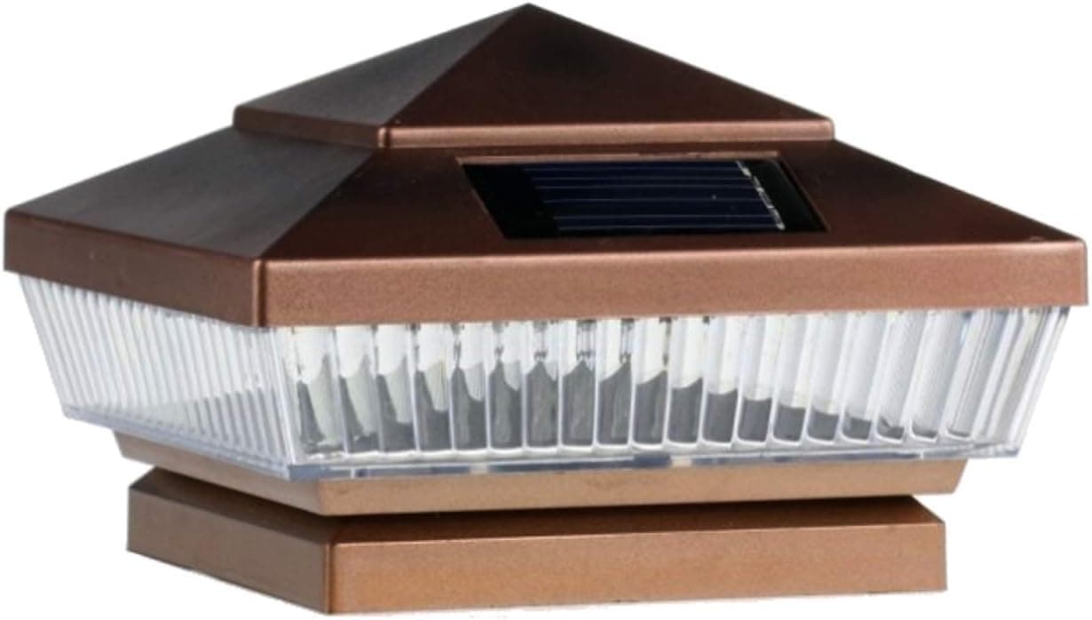 6-Pack Solar Copper Finish Post Deck Fence Cap Lights for 4 X 4 Wood Post With White LEDs and Vertical-lined Clear Lens by Atlantic Solars