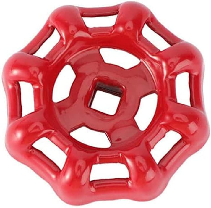 PZRT Cast Iron Outside Faucet Round Wheel Handle Hose Bib Handle Water Spigot Handle 7x7mm, Red