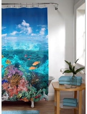 Under The Sea PEVA Vinyl Shower Curtain in Blue