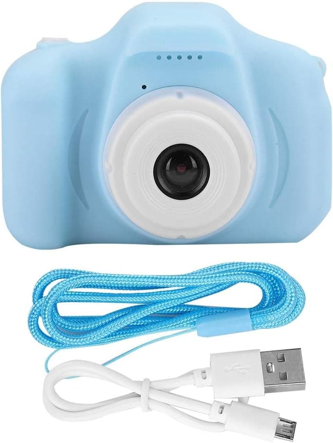 Mini Digital Camera, Children Eye-Friendly and Cear HD Cartoon Camera DIY Photos Video Recording, with 2.0in IPS Screen, Photo Frames, for Kids(Blue)