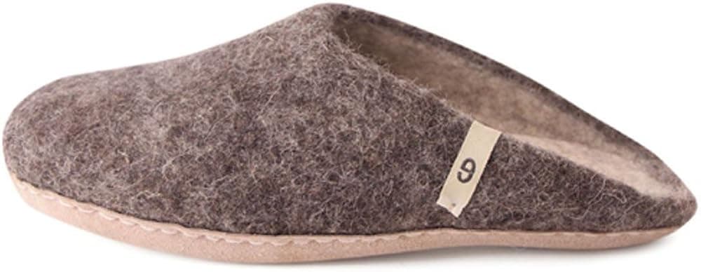EGOS Mens Slip On Natural Brown Wool Suede Comfort Leather Sole Slippers Size