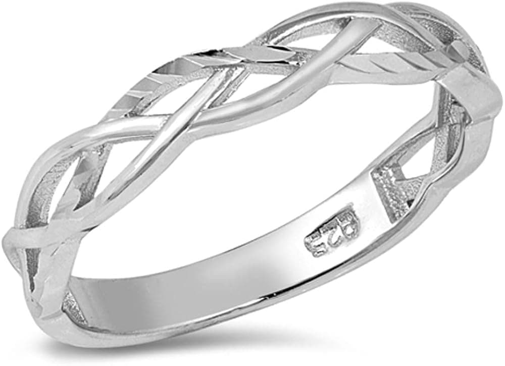 CHOOSE YOUR COLOR Sterling Silver Knot Weave Ring