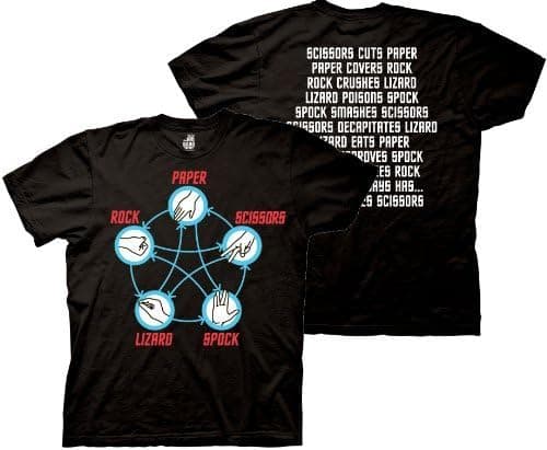 Star Trek - Big Bang Theory Mash Up - Rock Paper Scissors Lizard Spock Adult T-Shirt Tee,Heather Royal Blue,Large