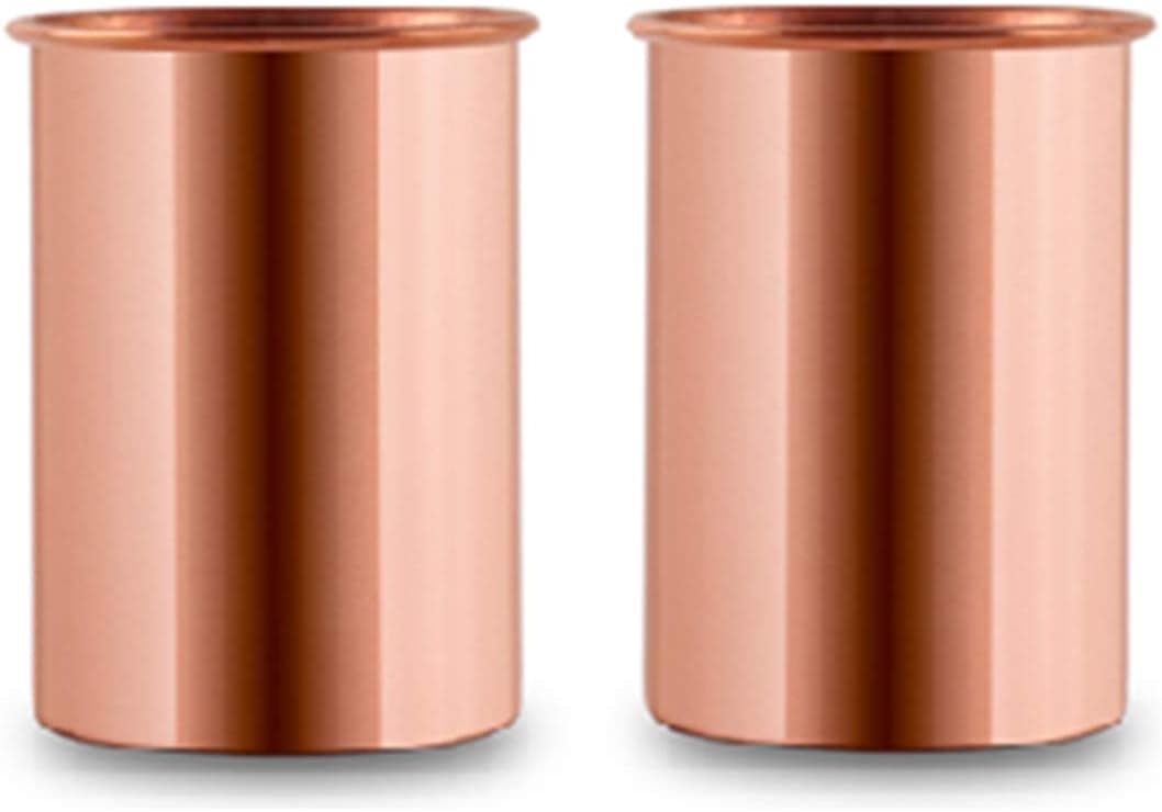 COPPERKRAFT - Seamless Pure Copper Tumblers (Set of 2) - Glossy Mirror/ Shiny Finish - 325 ml/11 oz each