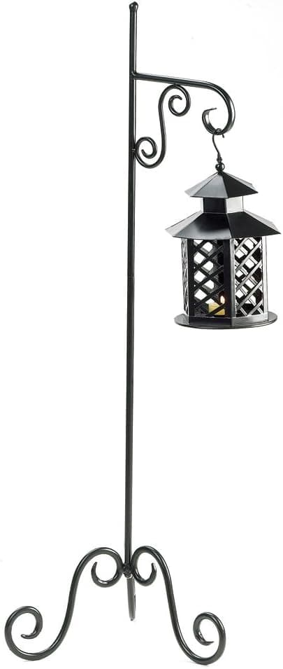Gifts & Decor Metal Floor Lantern Tall Lattice Cottage Style Light