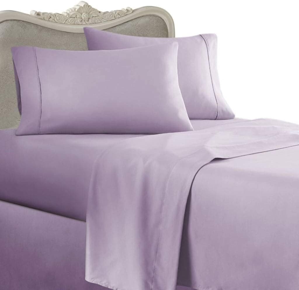 Luxurious Purple Solid/Plain, Full Size, 1000 Thread Count Ultra Soft Single-Ply 100% Egyptian Cotton, Extra Deep Pocket Four (4) Piece Bed Sheet Set with 2 Pillow Cases 1000TC