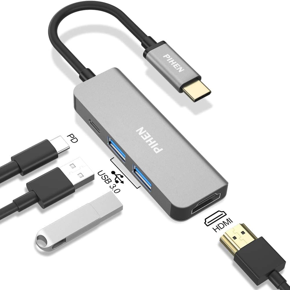 USB C Hub Adapter with 4K HDMI for MacBook Pro, MacBook Air, Samsung,Chromebook Pixel,Surface Book,USB Type C Dongle with 2 USB 3.0 Ports and PD Charging Port