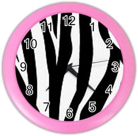Zebra Black & White Print Pink Wall Clock
