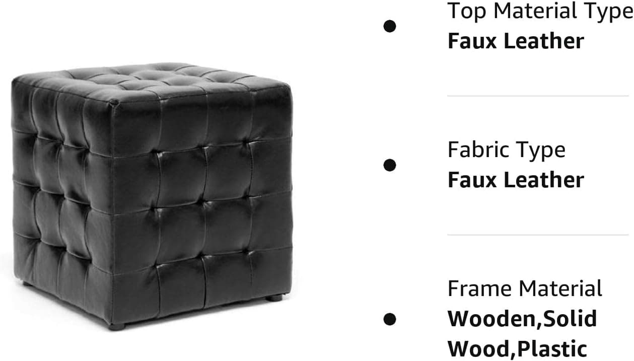 Baxton Studio Siskal Ottoman, Black